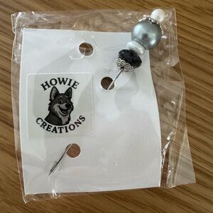 Howie Creations Black, Grey & White Sticker Pin - NWOT